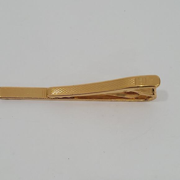 Dunhill Vintage Two Tone Tie Clasp Clip Bar Silver Gold Retro Logo Minimalistic - Picture 5 of 8